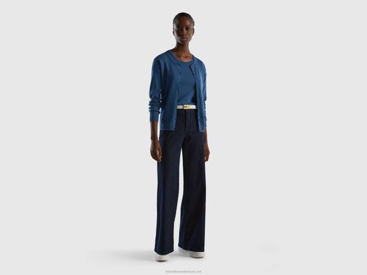 vrouwen Benetton vest met ronde hals van zuiver katoen blauw 4R623704