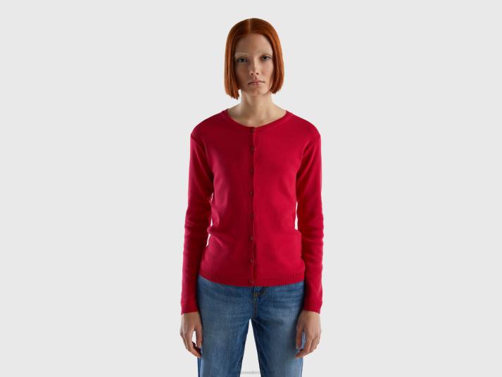 vrouwen Benetton vest met ronde hals van zuiver katoen fuchsia 4R623600
