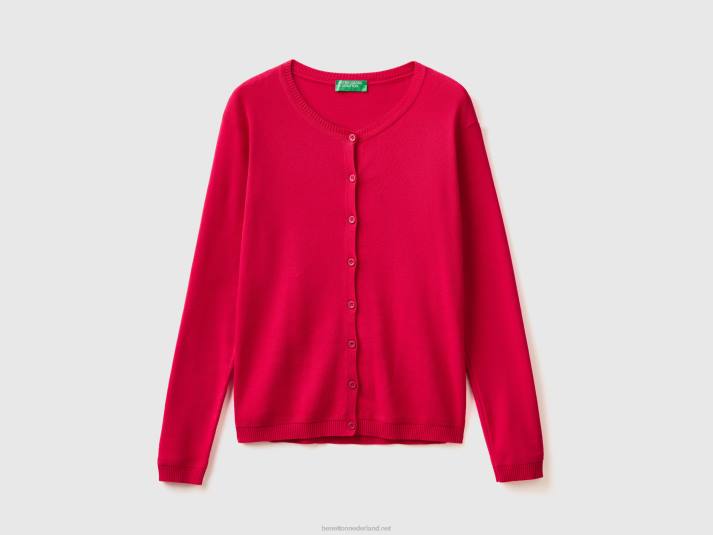 vrouwen Benetton vest met ronde hals van zuiver katoen fuchsia 4R623600