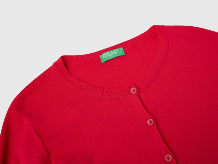 vrouwen Benetton vest met ronde hals van zuiver katoen fuchsia 4R623600