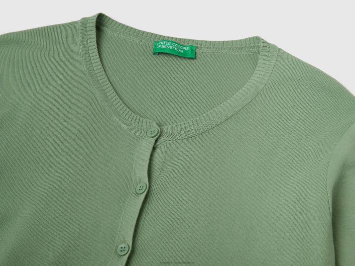 vrouwen Benetton vest met ronde hals van zuiver katoen groente 4R62106
