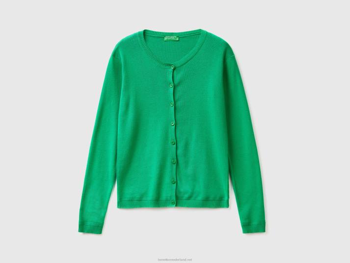 vrouwen Benetton vest met ronde hals van zuiver katoen groente 4R62161