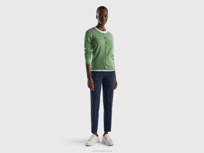 vrouwen Benetton vest met ronde hals van zuiver katoen groente 4R623480