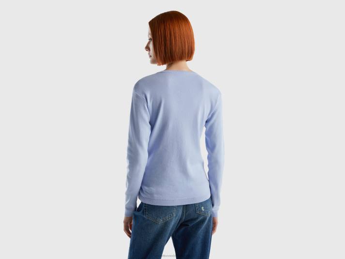 vrouwen Benetton vest met ronde hals van zuiver katoen lavendel 4R6281