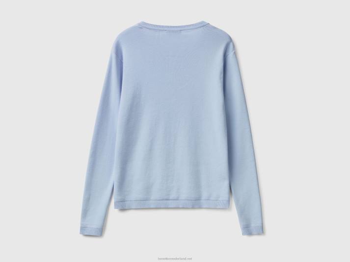vrouwen Benetton vest met ronde hals van zuiver katoen lavendel 4R6281