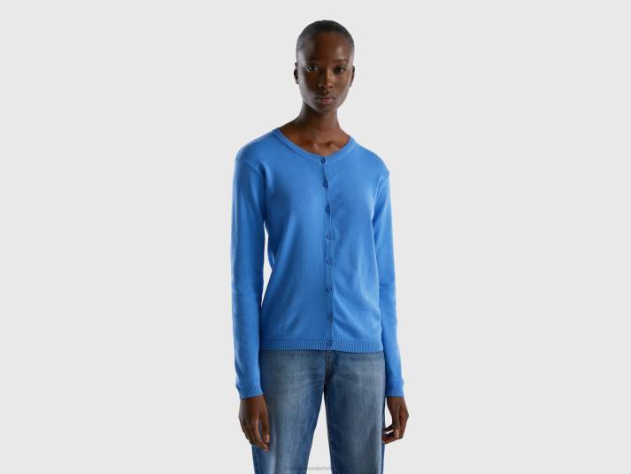 vrouwen Benetton vest met ronde hals van zuiver katoen lichtblauw 4R623494