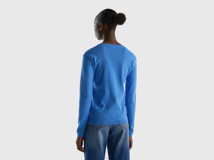 vrouwen Benetton vest met ronde hals van zuiver katoen lichtblauw 4R623494