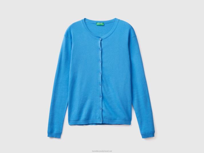 vrouwen Benetton vest met ronde hals van zuiver katoen lichtblauw 4R623494