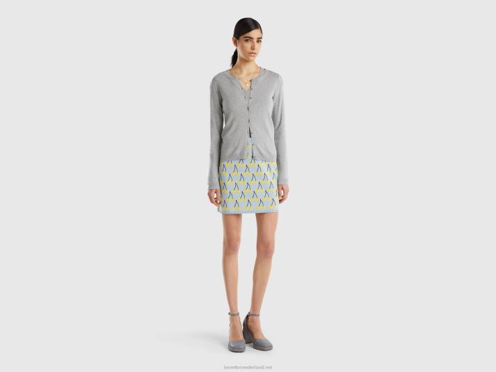 vrouwen Benetton vest met ronde hals van zuiver katoen lichtgrijs 4R62189