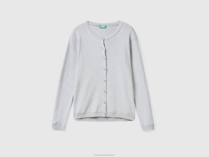 vrouwen Benetton vest met ronde hals van zuiver katoen lichtgrijs 4R62189