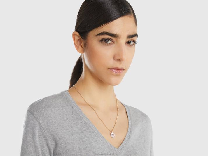 vrouwen Benetton vest met ronde hals van zuiver katoen lichtgrijs 4R623664