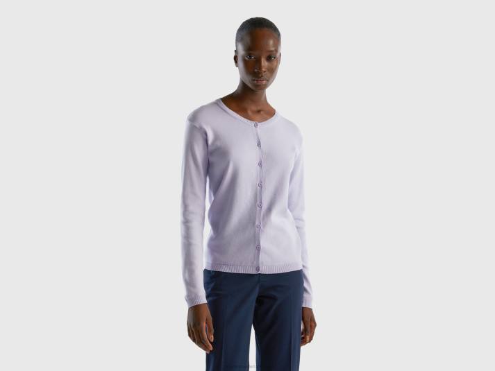 vrouwen Benetton vest met ronde hals van zuiver katoen lila 4R623544