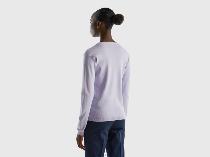 vrouwen Benetton vest met ronde hals van zuiver katoen lila 4R623544