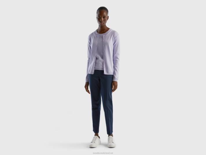vrouwen Benetton vest met ronde hals van zuiver katoen lila 4R623544