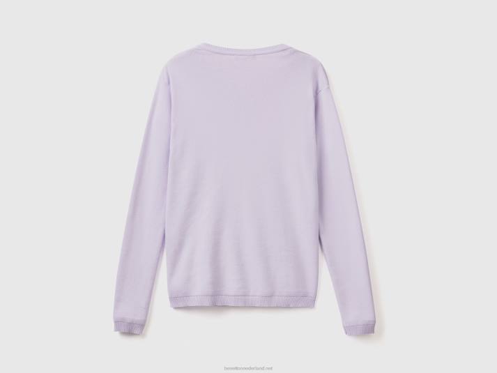 vrouwen Benetton vest met ronde hals van zuiver katoen lila 4R623544