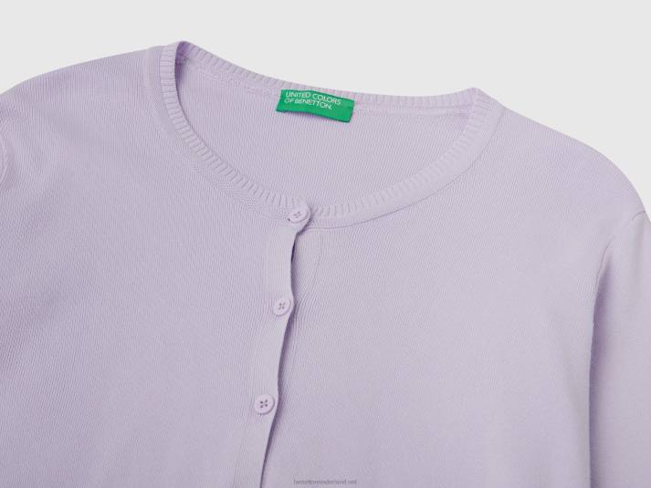 vrouwen Benetton vest met ronde hals van zuiver katoen lila 4R623544