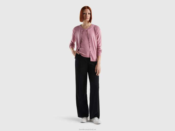 vrouwen Benetton vest met ronde hals van zuiver katoen pastelroze 4R62166