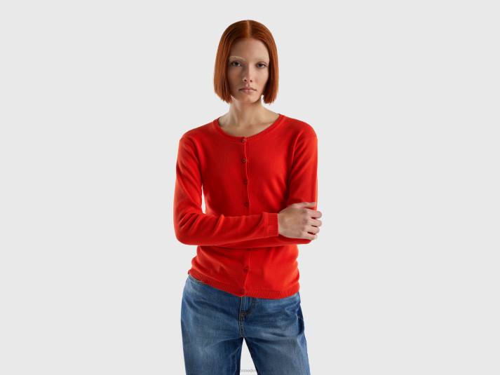 vrouwen Benetton vest met ronde hals van zuiver katoen rood 4R623598