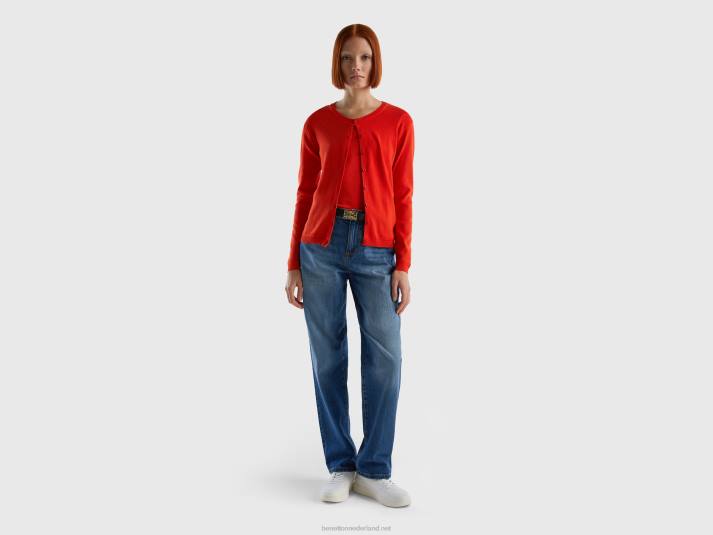 vrouwen Benetton vest met ronde hals van zuiver katoen rood 4R623598