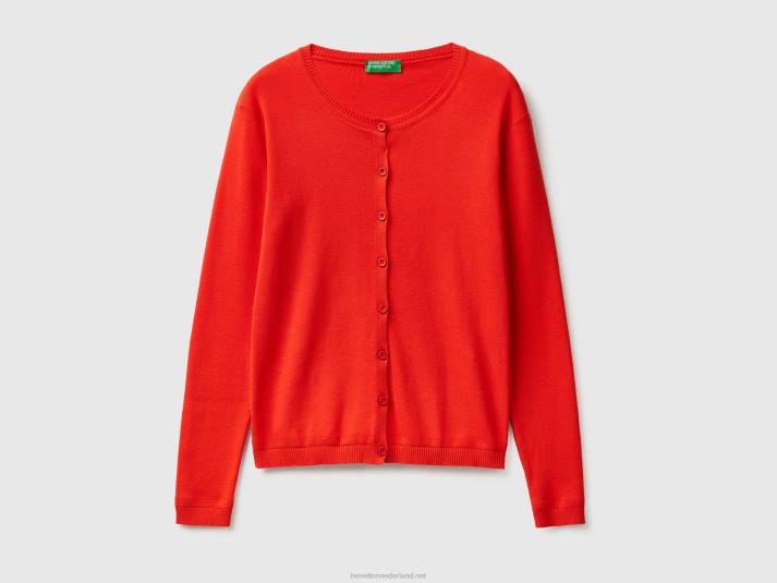 vrouwen Benetton vest met ronde hals van zuiver katoen rood 4R623598