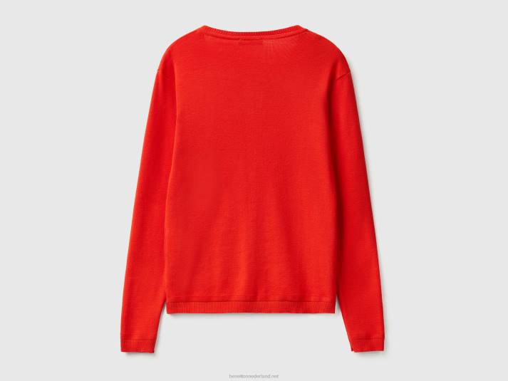 vrouwen Benetton vest met ronde hals van zuiver katoen rood 4R623598