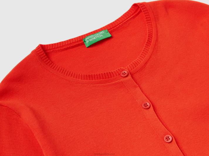 vrouwen Benetton vest met ronde hals van zuiver katoen rood 4R623598