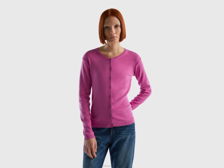 vrouwen Benetton vest met ronde hals van zuiver katoen roze 4R623497