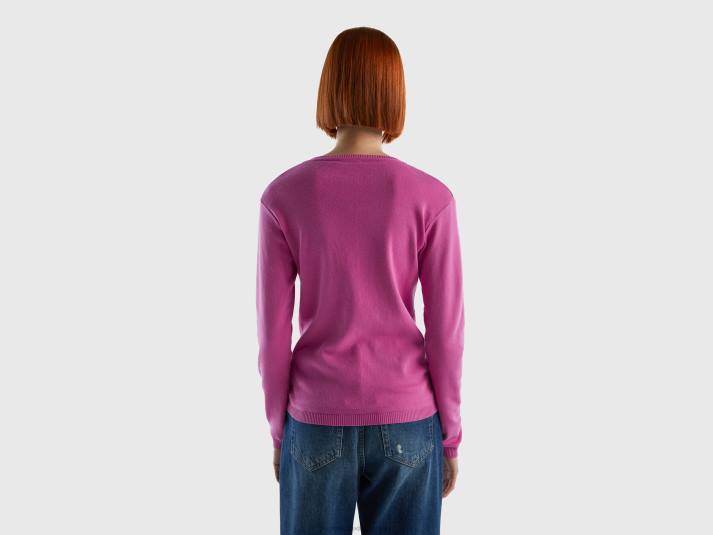 vrouwen Benetton vest met ronde hals van zuiver katoen roze 4R623497