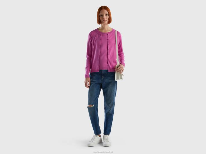 vrouwen Benetton vest met ronde hals van zuiver katoen roze 4R623497