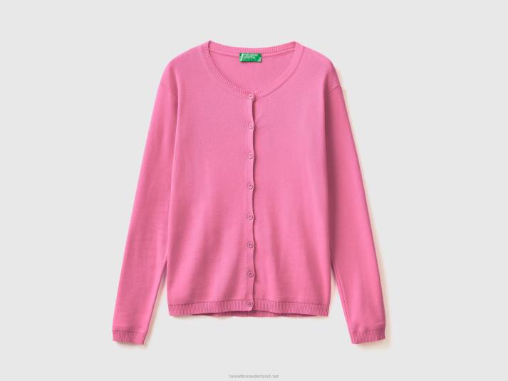 vrouwen Benetton vest met ronde hals van zuiver katoen roze 4R623497