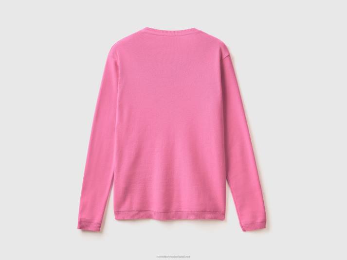 vrouwen Benetton vest met ronde hals van zuiver katoen roze 4R623497