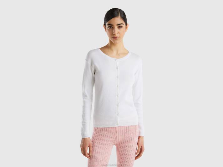 vrouwen Benetton vest met ronde hals van zuiver katoen wit 4R623632