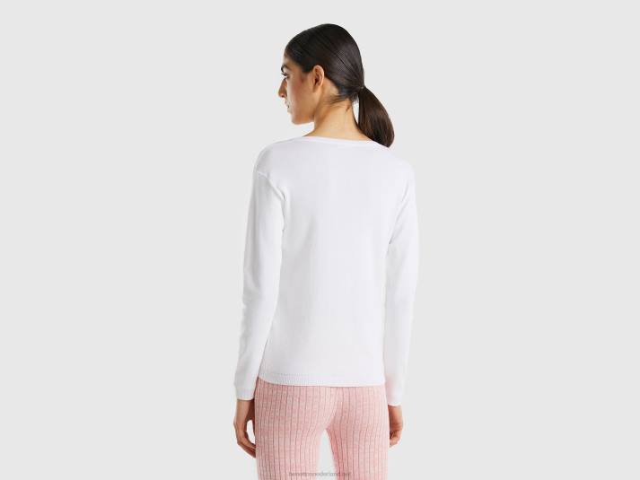 vrouwen Benetton vest met ronde hals van zuiver katoen wit 4R623632