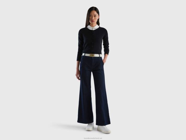vrouwen Benetton vest met ronde hals van zuiver katoen zwart 4R62223