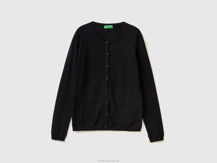 vrouwen Benetton vest met ronde hals van zuiver katoen zwart 4R62223