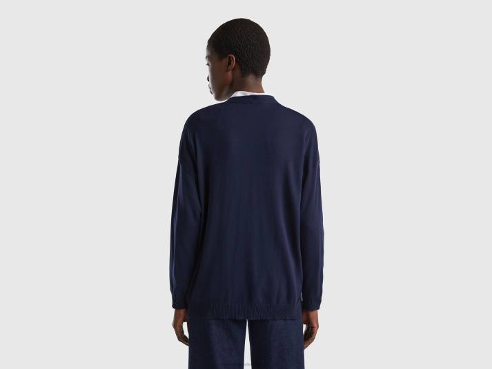 vrouwen Benetton vest van katoen en modal donkerblauw 4R6218