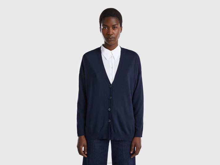 vrouwen Benetton vest van katoen en modal donkerblauw 4R623551