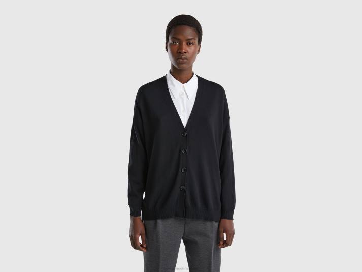 vrouwen Benetton vest van katoen en modal zwart 4R623552