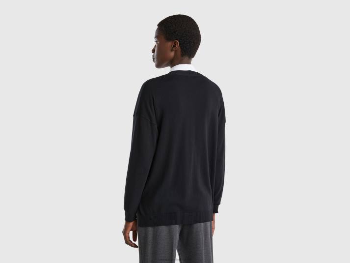 vrouwen Benetton vest van katoen en modal zwart 4R623552