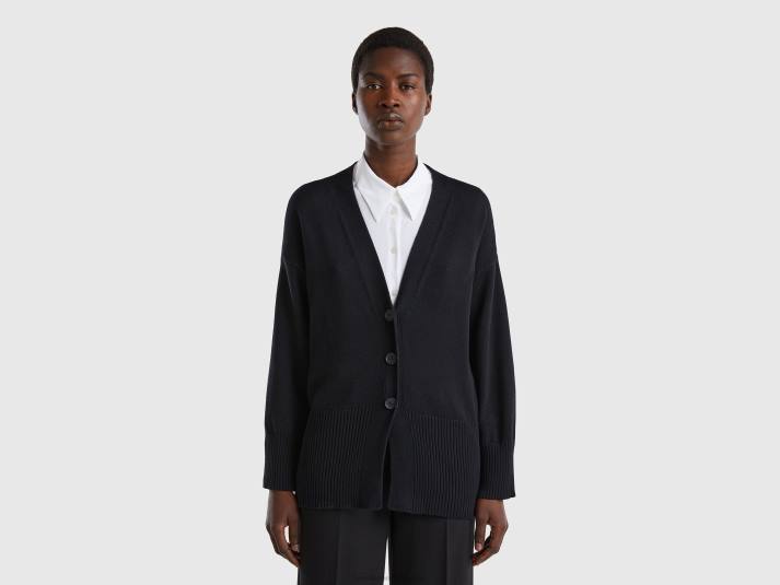 vrouwen Benetton zwart vest in tricotkatoen zwart 4R623478