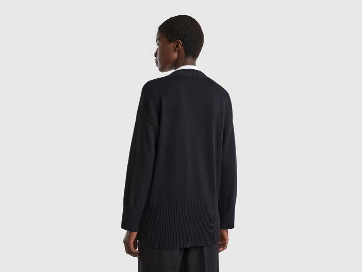 vrouwen Benetton zwart vest in tricotkatoen zwart 4R6274