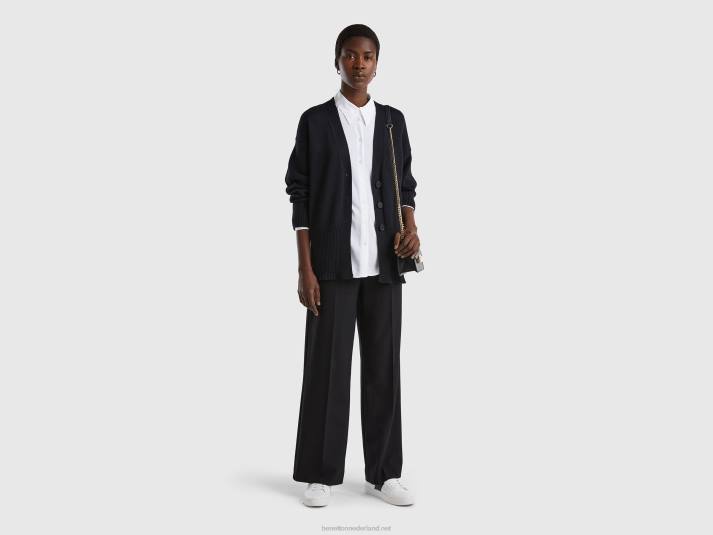 vrouwen Benetton zwart vest in tricotkatoen zwart 4R6274