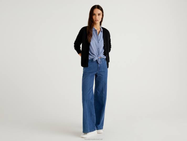 vrouwen Benetton zwart vest met v-hals van zuivere merinowol zwart 4R62224